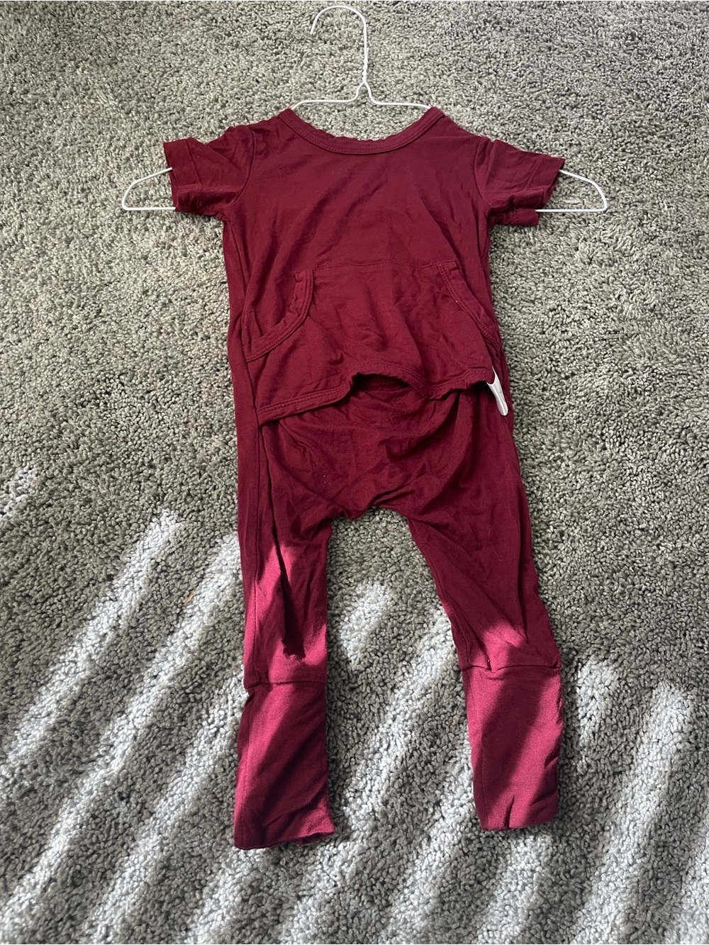 Maroon Ready Set Romper  Romper with Front Pocket 0-6m